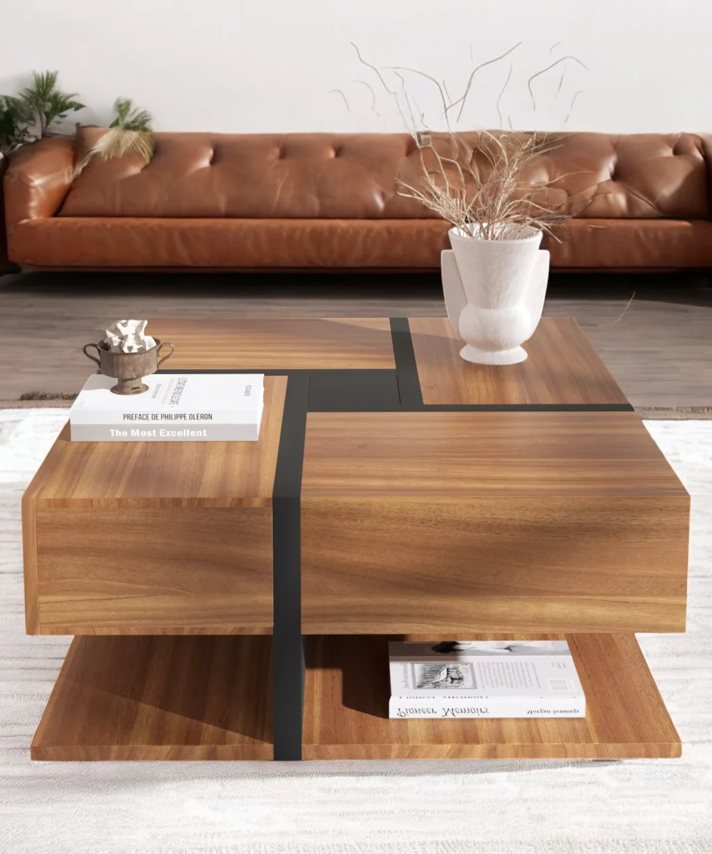 table basse carree bois avec tiroir