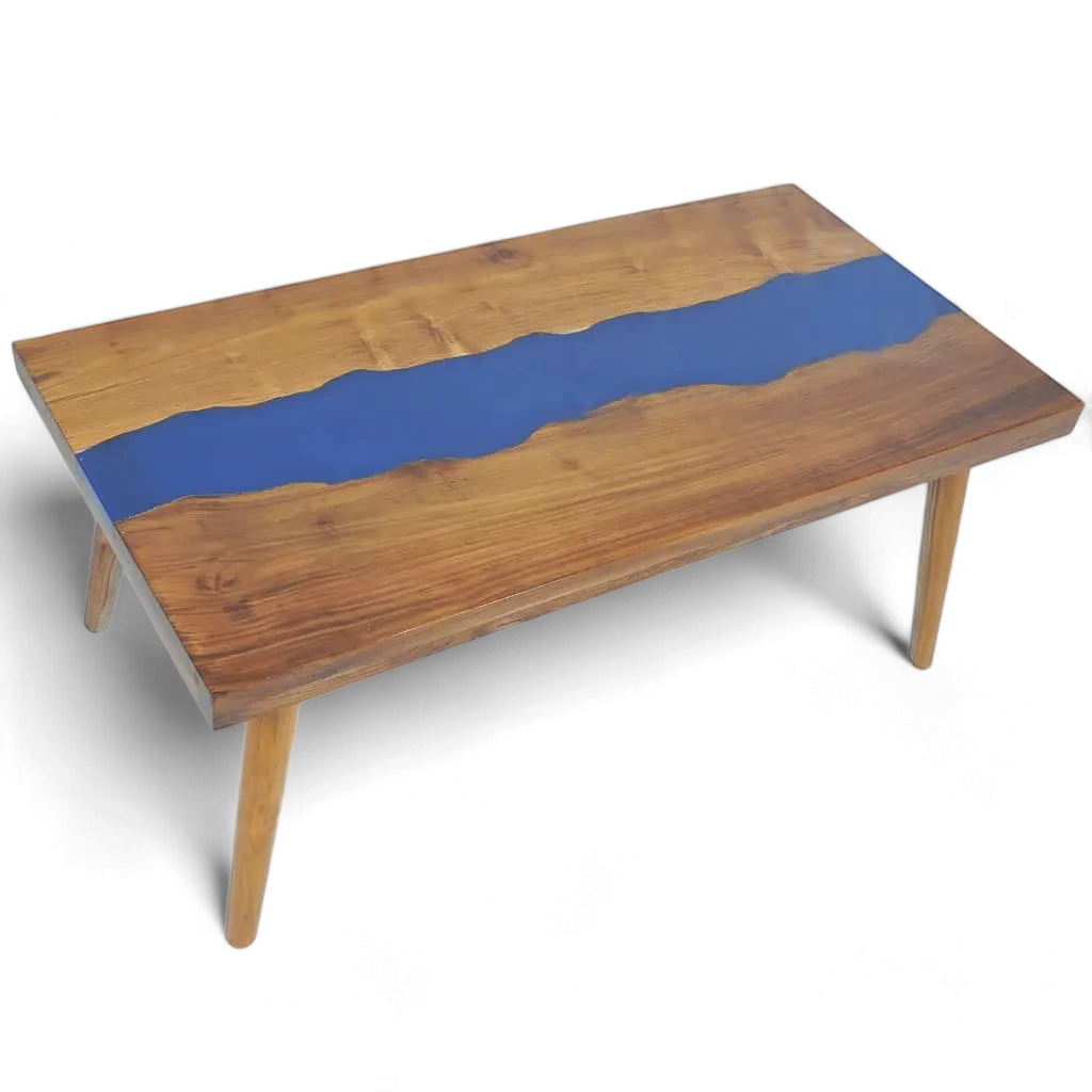 table basse en bois et resine