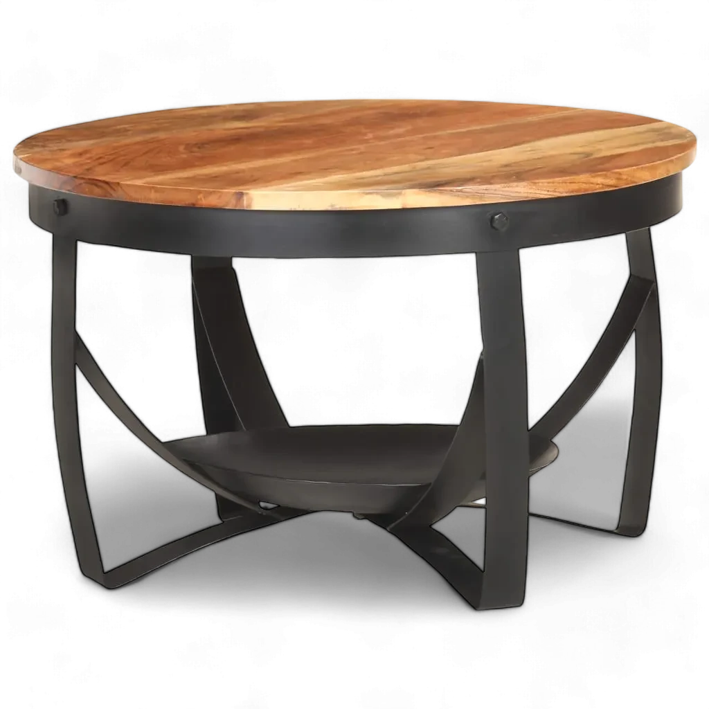 table basse ronde en bois et metal